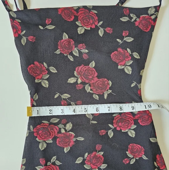 Garage Xs Cowl Neck Mini Floral Black and Red Dress - Picture 5 of 6